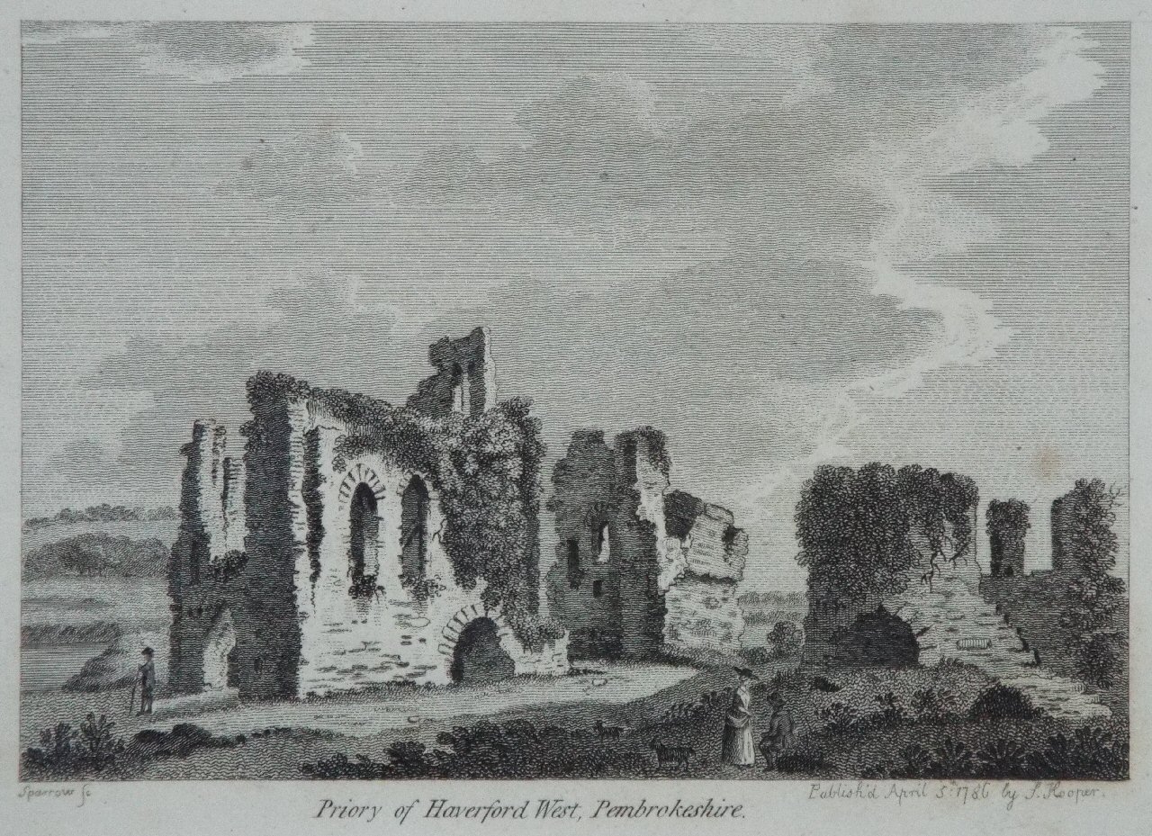 Print - Priory of Haverford West, Pembrokeshire. - 
